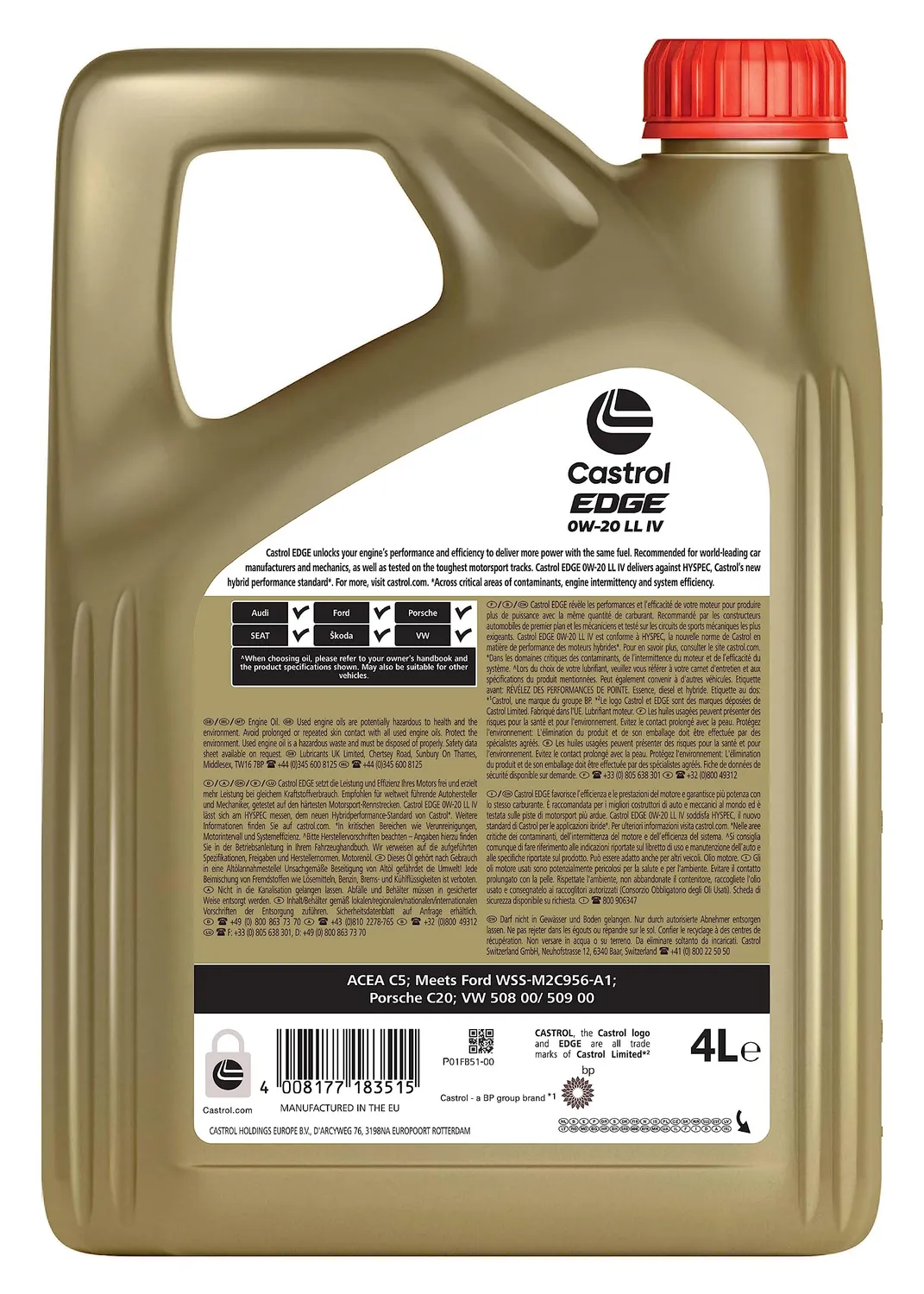 Castrol EDGE 0W-20 LL IV Olio Motore 4L VW