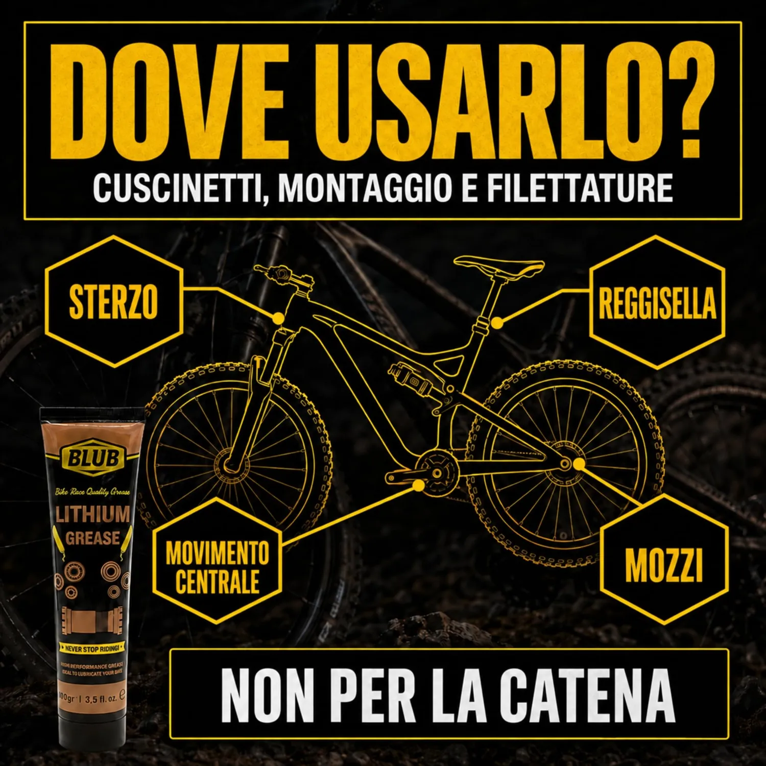 BLUB grasso litio bici NLGI 2 EP ambra 100g
