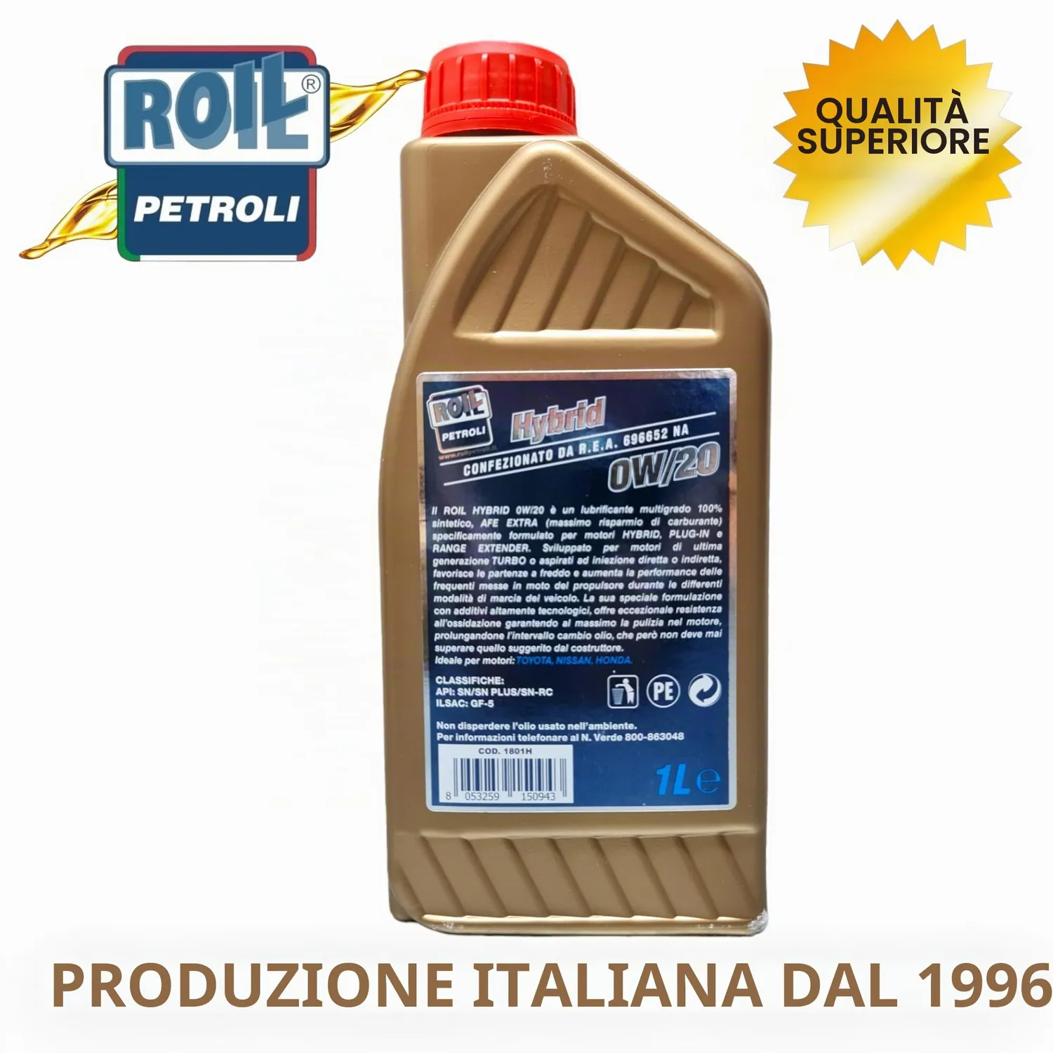 Roil Hybrid Long Life 0W/20 olio motore 4L risparmio