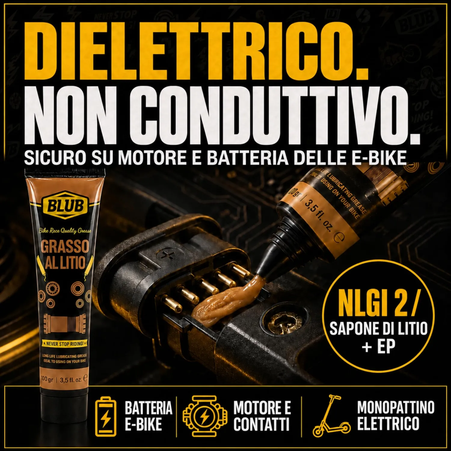 BLUB grasso litio bici NLGI 2 EP ambra 100g