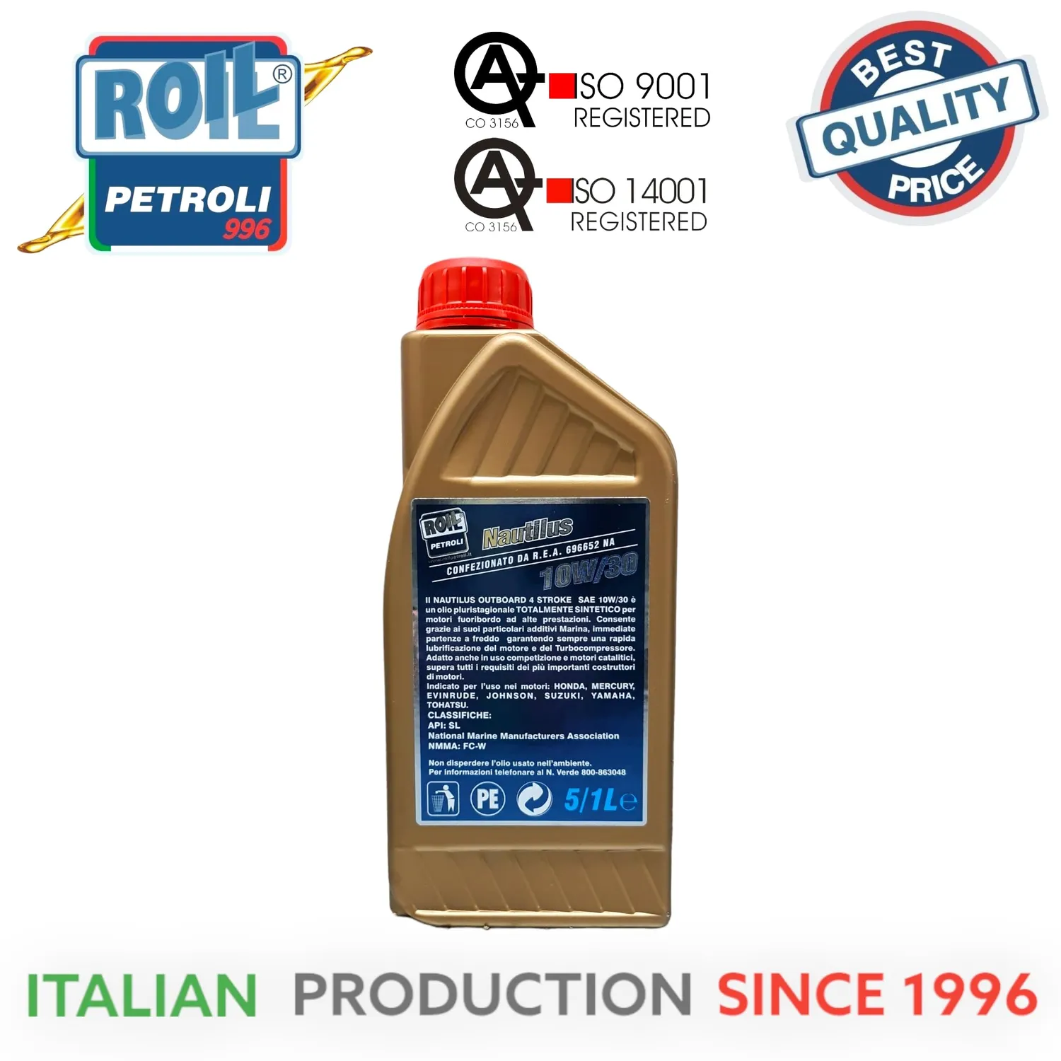Roil Nautilus Outboard 10W-30 olio fuoribordo sintetico
