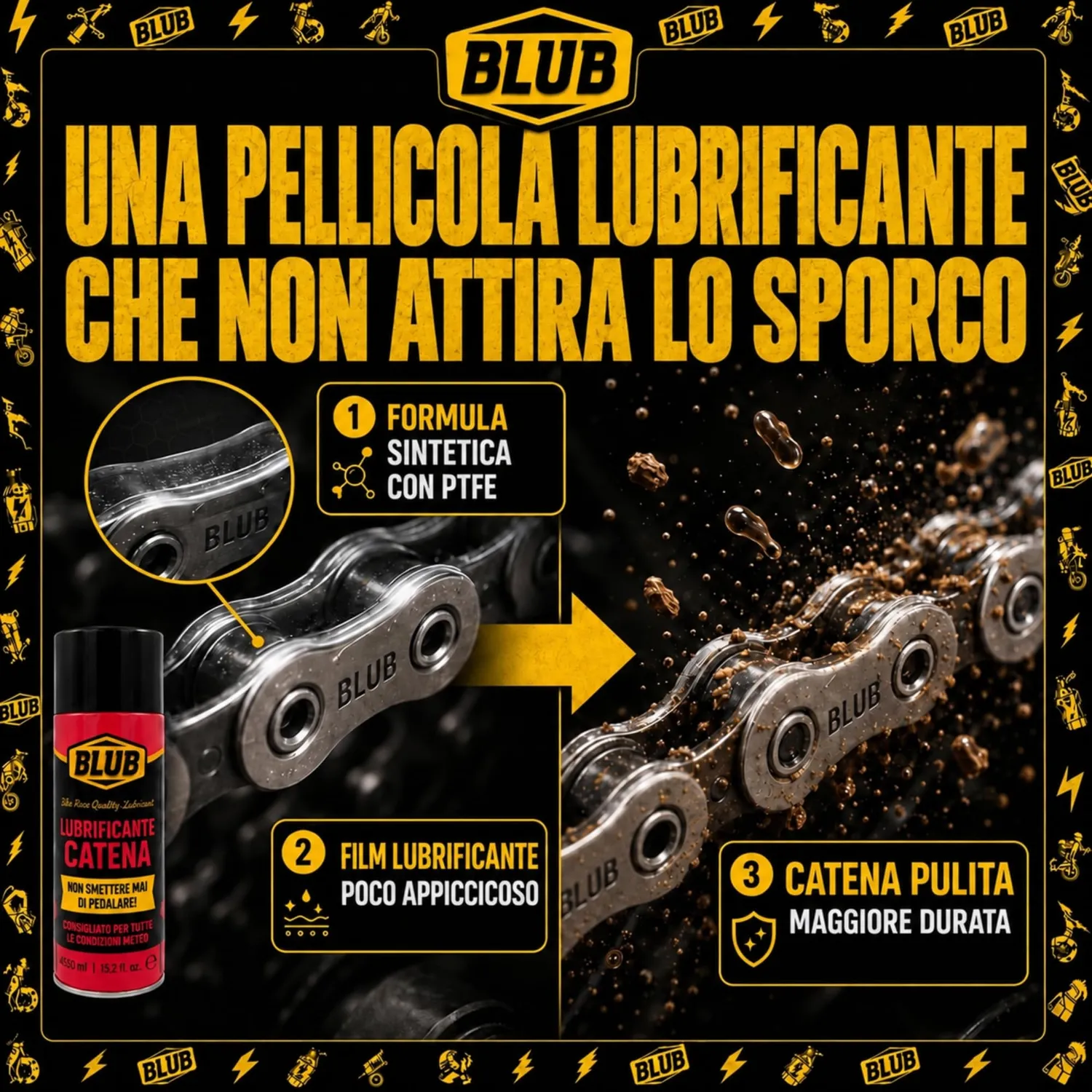BLUB Lubrificante Catena Bici MTB Spray PTFE 450 ml