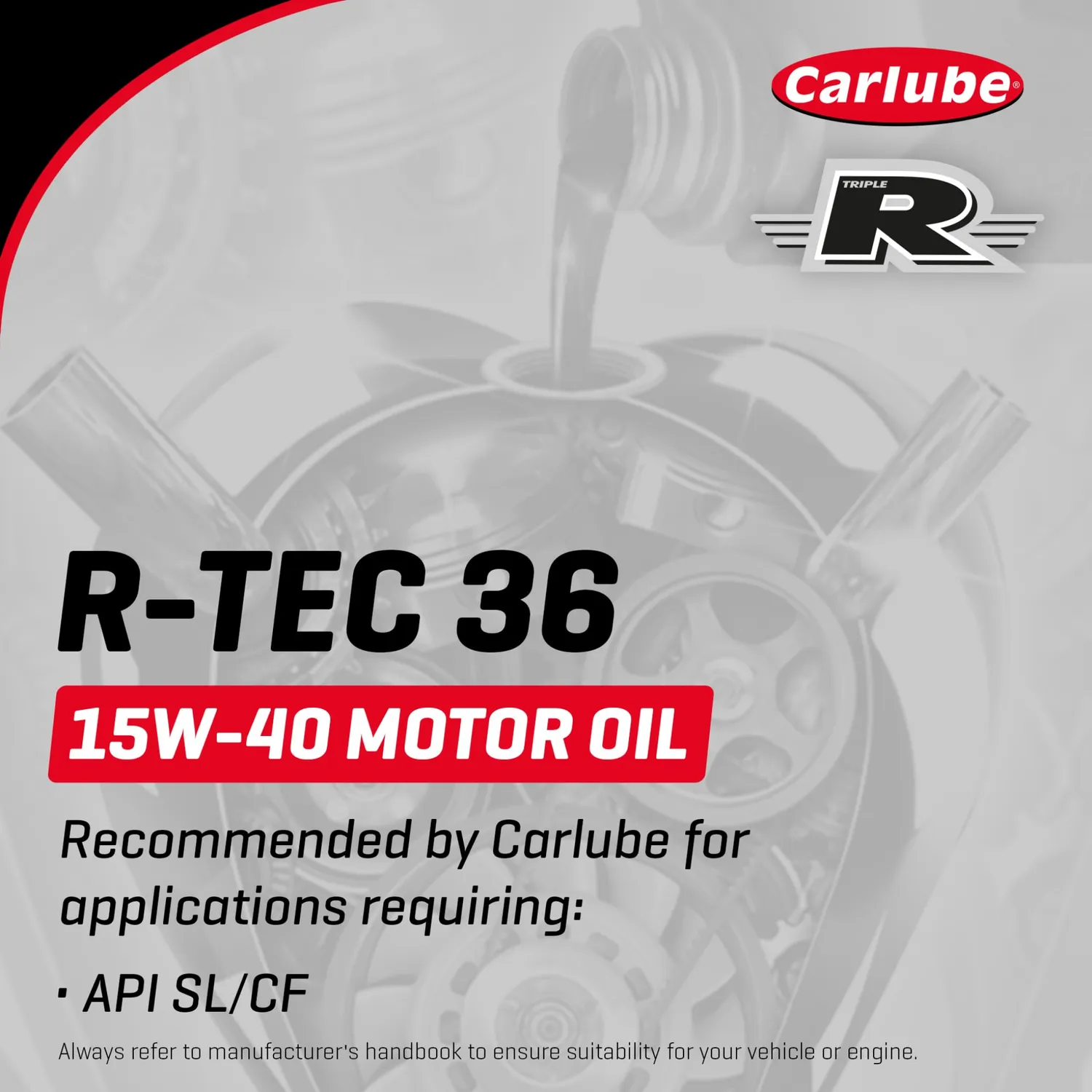 Carlube Triple R R-Tec 36 15W-40 olio motore 5L minerale