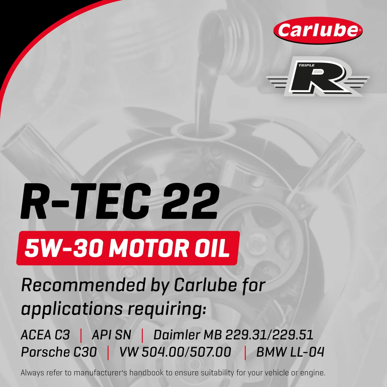Carlube Triple R R-Tec 22 5W-30 olio motore 5L C3