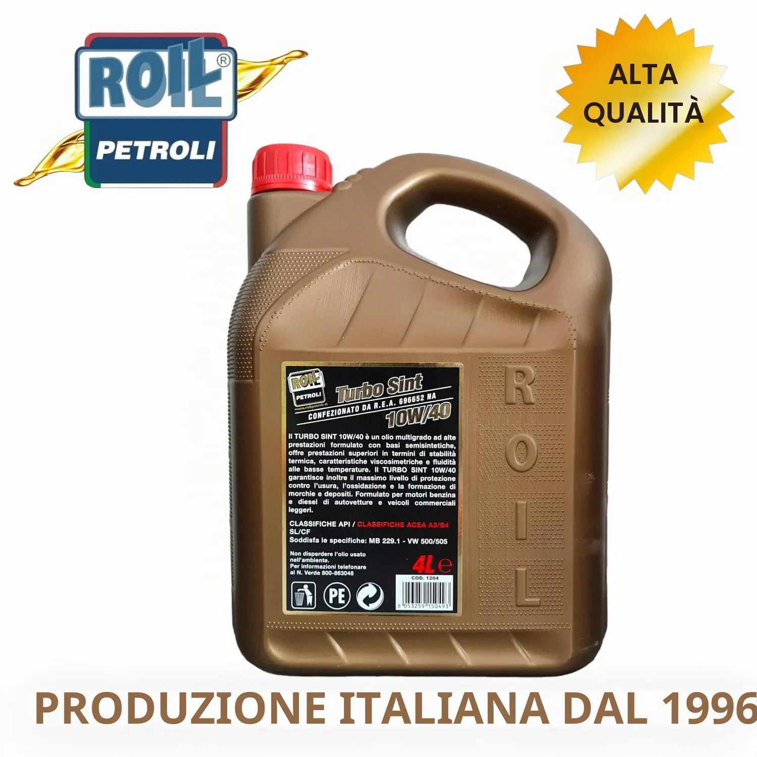 Roil Turbo Sint olio motore 10W-40 4L benzina e diesel