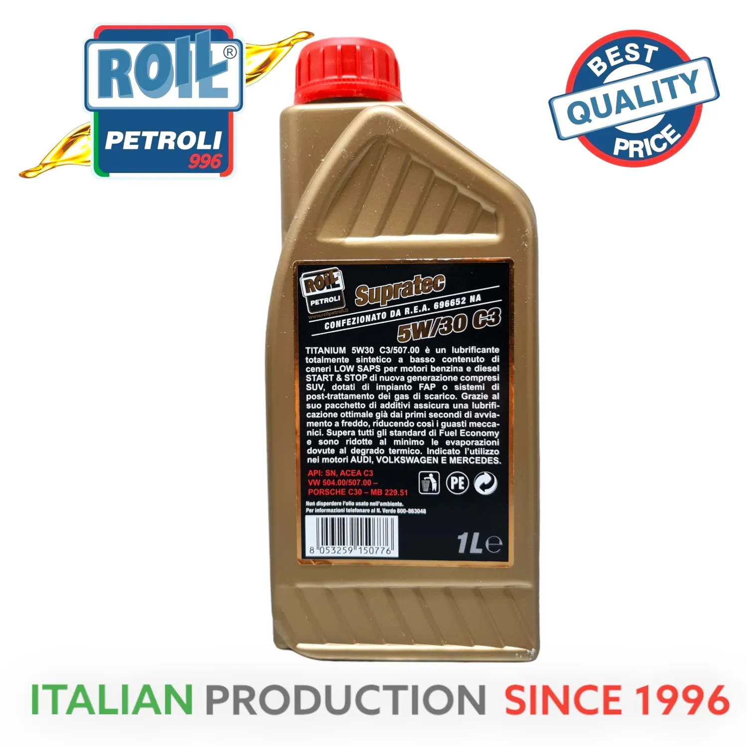 Roil Supratec Start&Stop 5W-30 olio motore sintetico VW 504 507