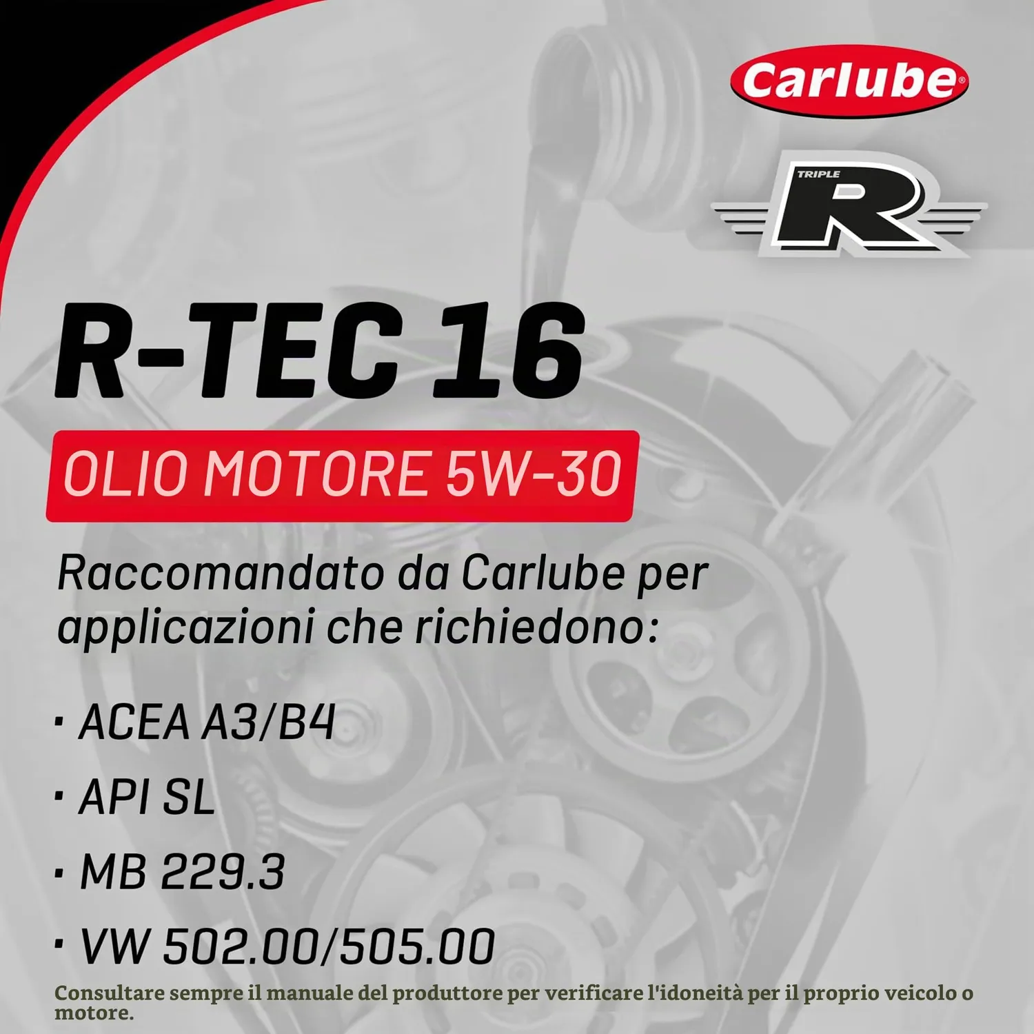 Carlube Triple R R-TEC 16 olio motore 5W-30 1L A3/B4
