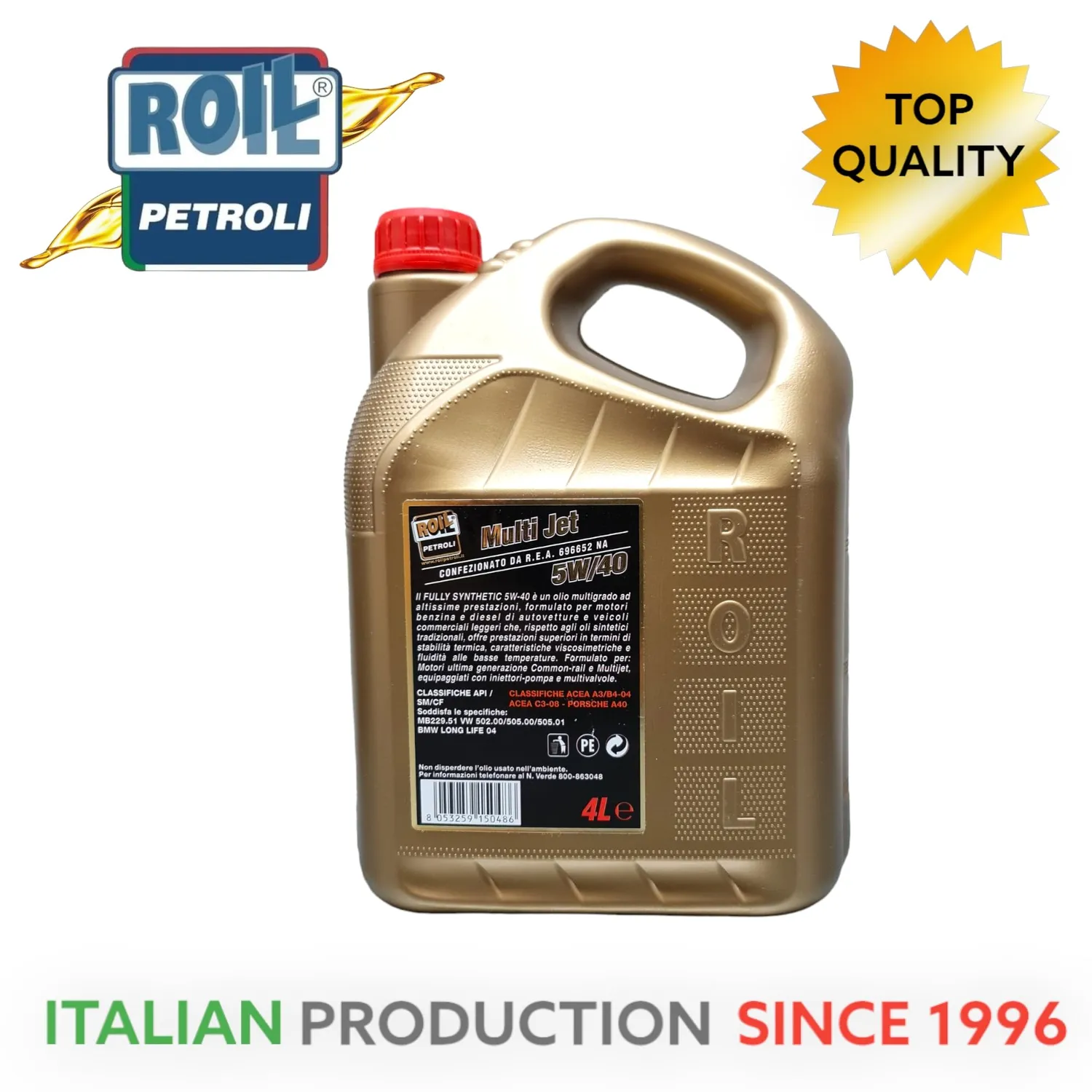 Roil MultiJet olio motore 5W-40 4L sintetico diesel