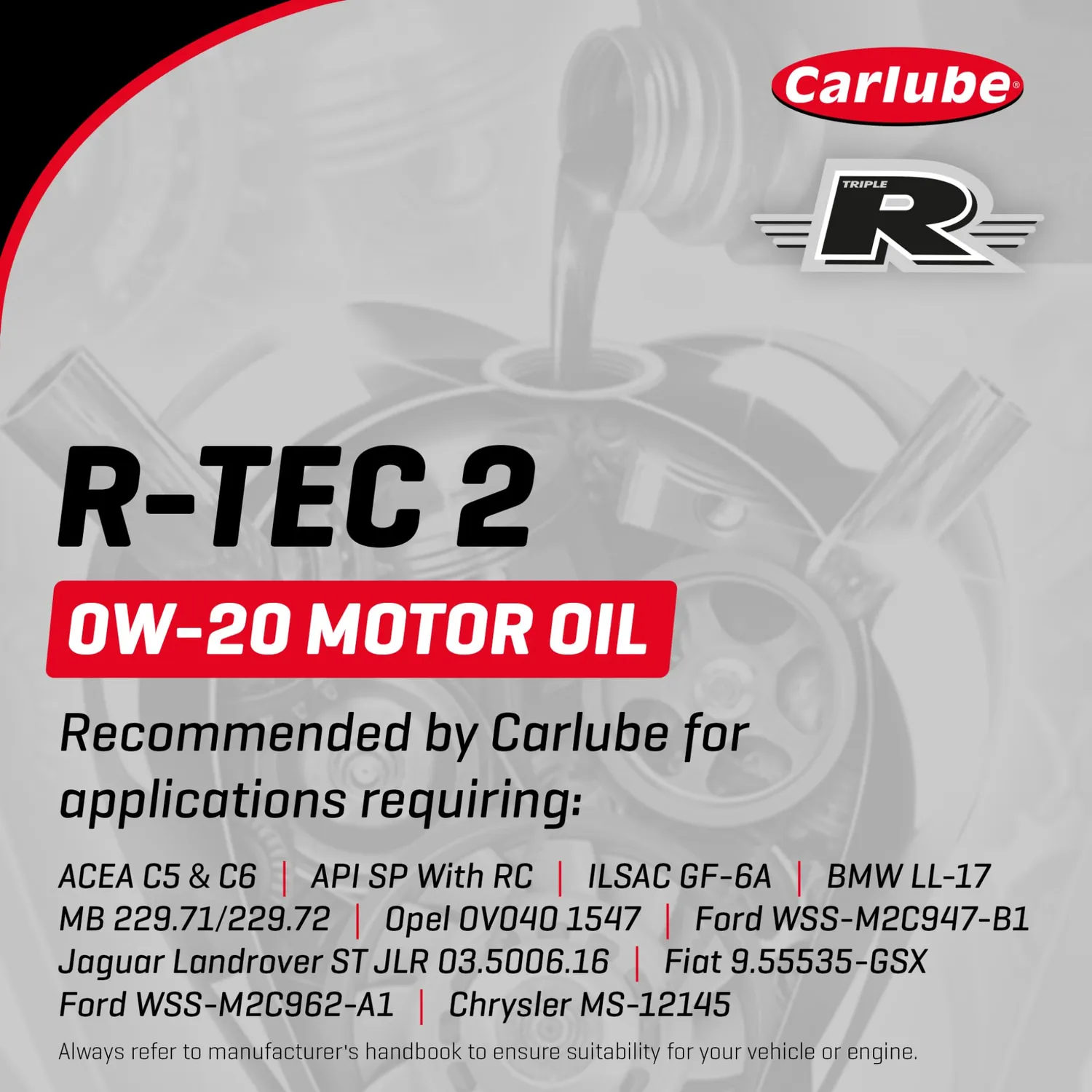 Carlube Triple R 0W-20 R-Tec 2 Olio Motore 1L C5