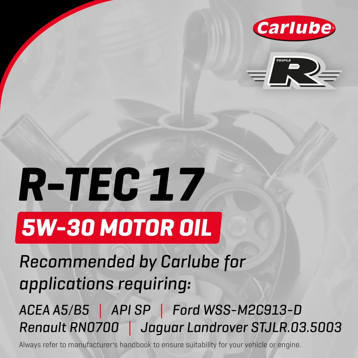 Carlube Triple R R-Tec 17 5W-30 Olio Motore 5L per Ford