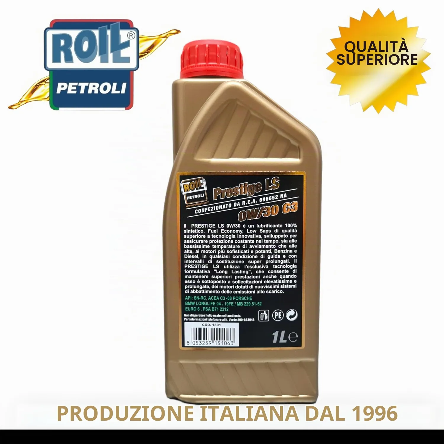 Roil LS Olio Motore 0W-30 C2-C3 Euro 6 4 Litri Low Saps