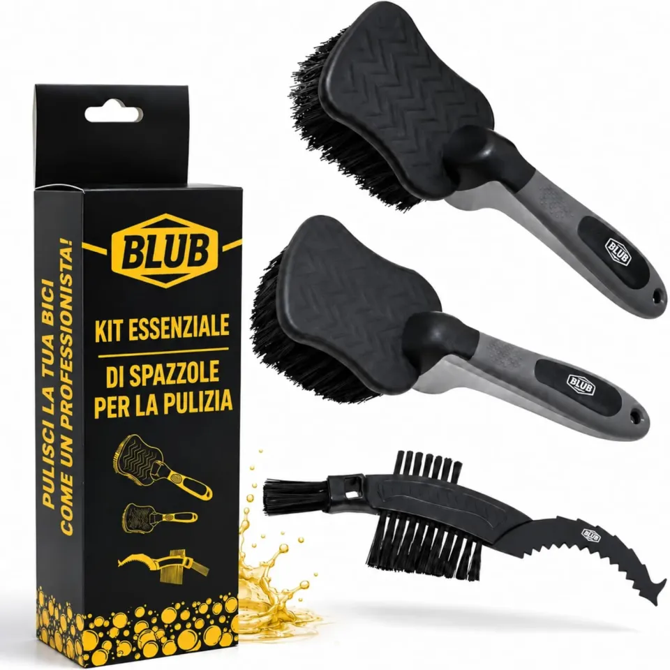 BLUB kit pulizia bici 3 spazzole MTB setole rinforzate