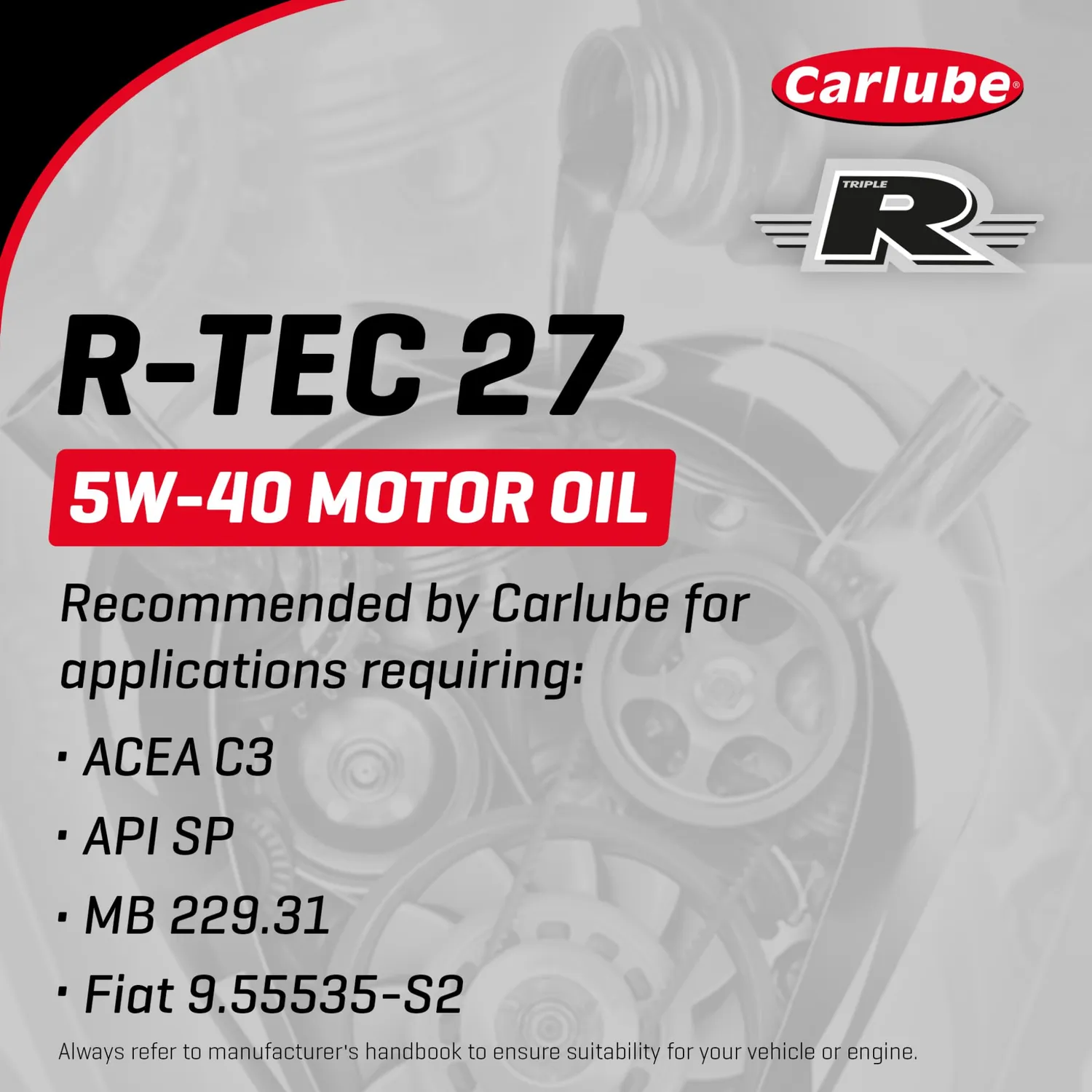 Carlube Triple R R-TEC 27 olio motore 5W-40 1L C3 sintetico