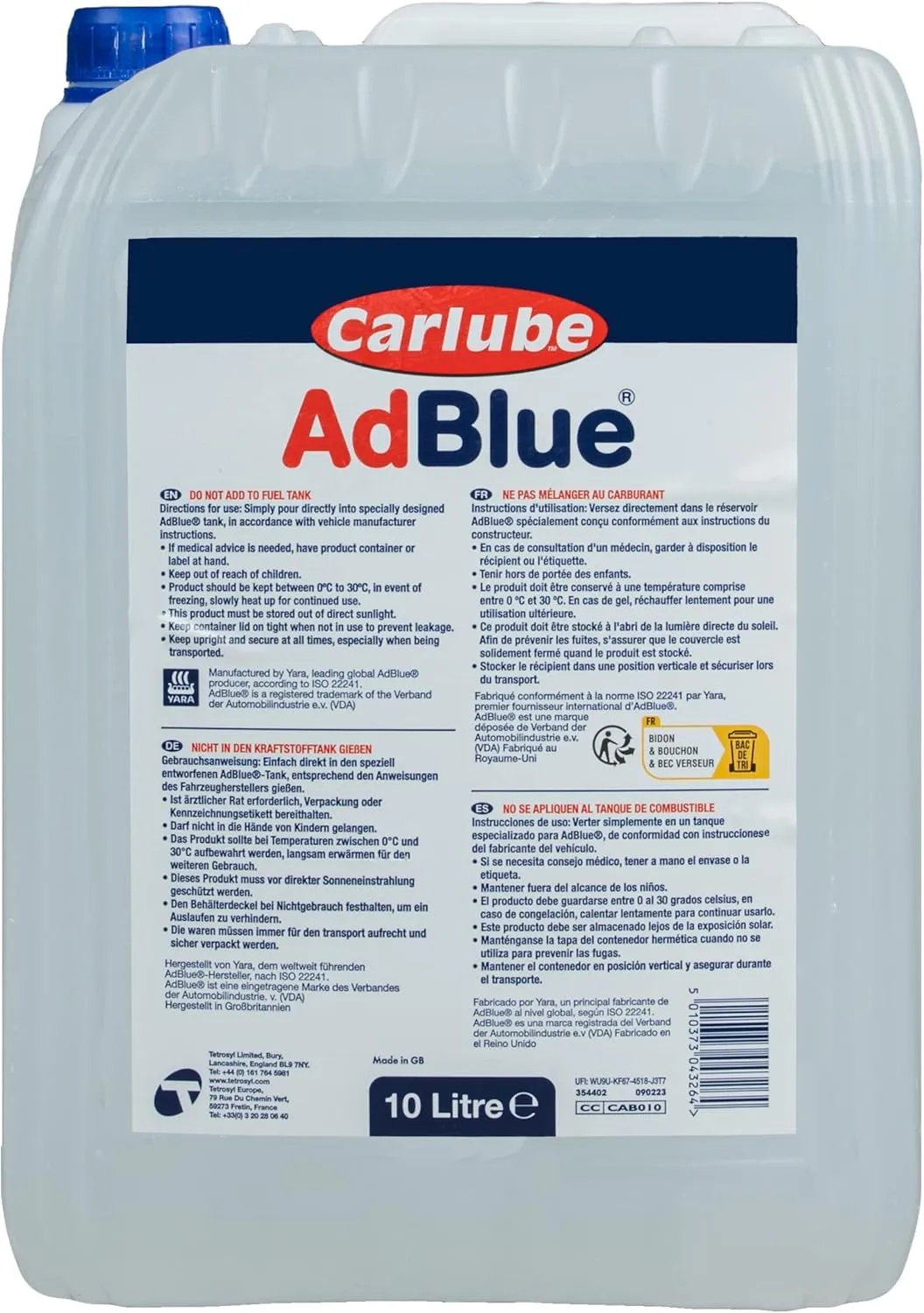 Bluecol Carlube AdBlue AUS32 10L con beccuccio diesel SCR